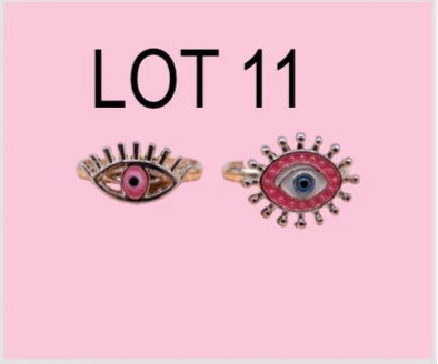 LOT de 2 Bagues Réglables pour Enfants - Oeil - Mauvais Oeil