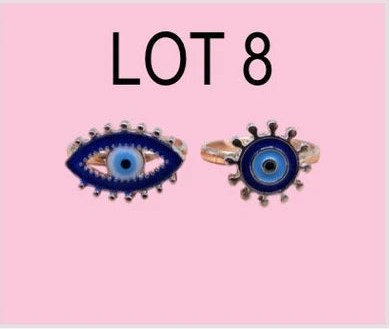 LOT de 2 Bagues Réglables pour Enfants - Oeil - Mauvais Oeil