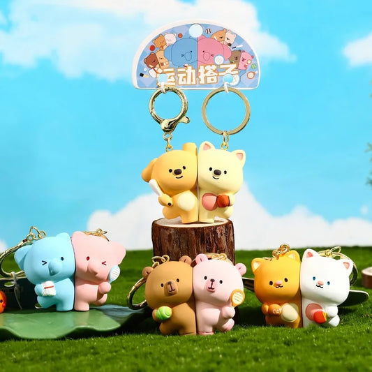 Porte Clés - Mignon Couple Tennis Badmington - A Partager - Aimanté - Amoureux - Meilleurs Amis - Pendentif Sac - BFF - Best Friends - Amitié