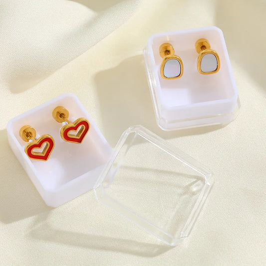 Boucles Oreilles - Coeur Geometrie - Acier Inoxydable 304 Plaqué Or 18K - Clous d'oreilles (Copie)