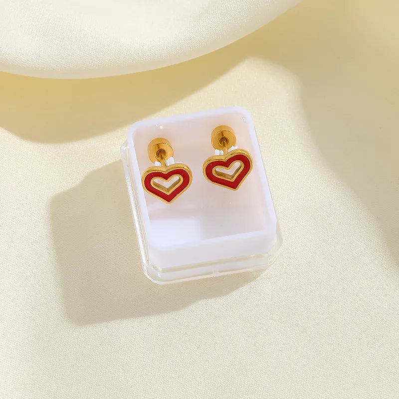 Boucles Oreilles - Coeur Geometrie - Acier Inoxydable 304 Plaqué Or 18K - Clous d'oreilles (Copie)
