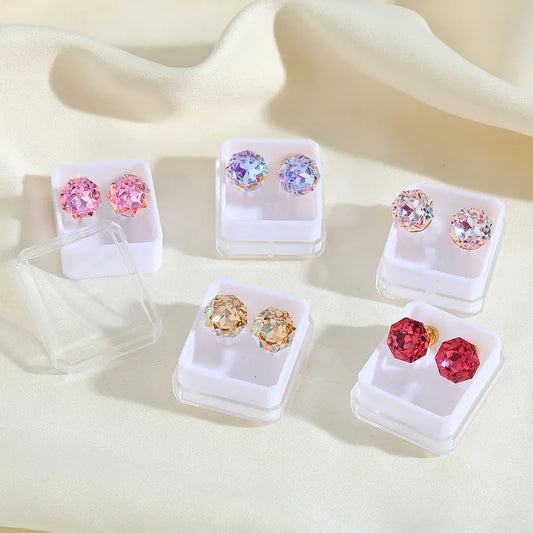 Boucles Oreilles - Diamant Couleurs 8mm - Acier Inoxydable 304 Plaqué Or 18K - Clous d'oreilles