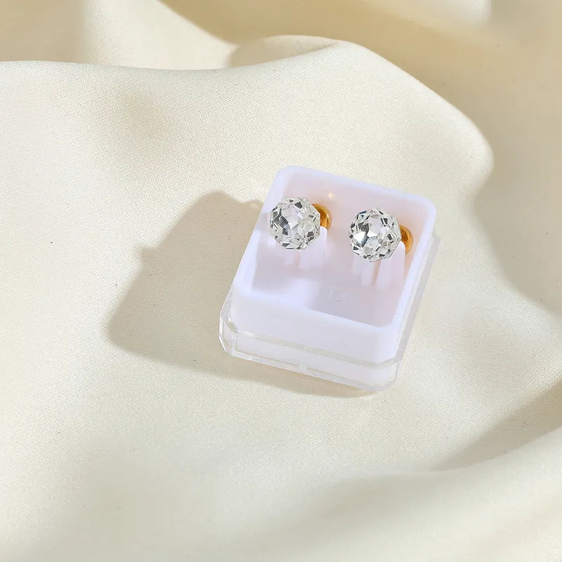Boucles Oreilles - Diamant Couleurs 6mm - Acier Inoxydable 304 Plaqué Or 18K - Clous d'oreilles