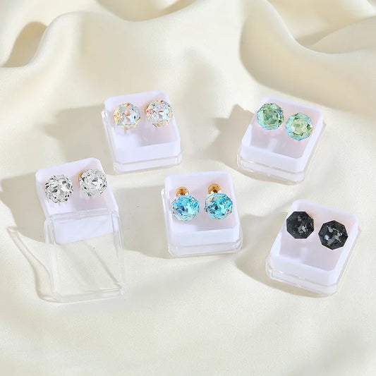 Boucles Oreilles - Diamant Couleurs 8mm - Acier Inoxydable 304 Plaqué Or 18K - Clous d'oreilles