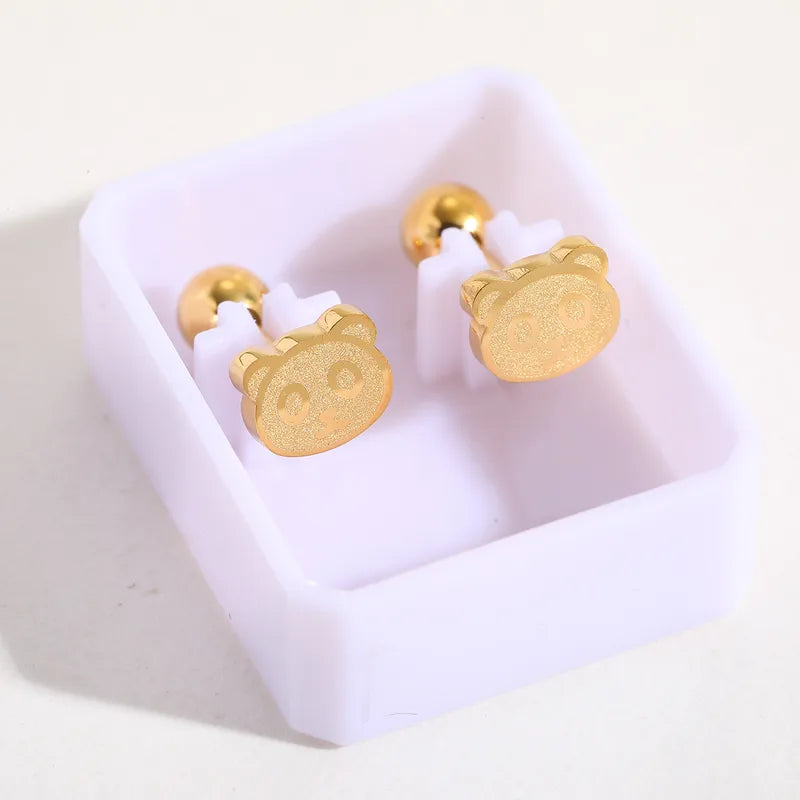 Boucles Oreilles - Panda ou Fleur - Acier Inoxydable 304 Zircon Plaqué Or 18K - Clous d'oreilles
