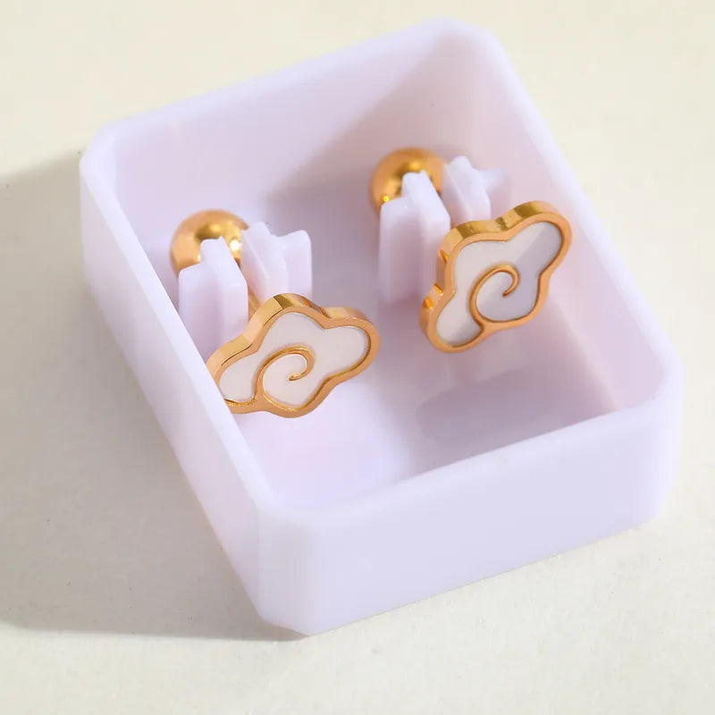 Boucles Oreilles - Smiley - Acier Inoxydable 304 Plaqué Or 18K Zircon - Clous d'oreilles