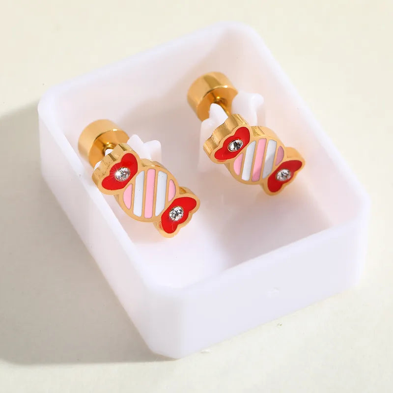 Boucles Oreilles - Smiley - Acier Inoxydable 304 Plaqué Or 18K Zircon - Clous d'oreilles