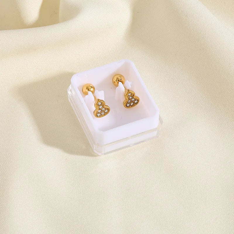 Boucles Oreilles - Gourde Lapin ou Lune Soleil - Acier Inoxydable 304 Zircon Plaqué Or 18K - Clous d'oreilles