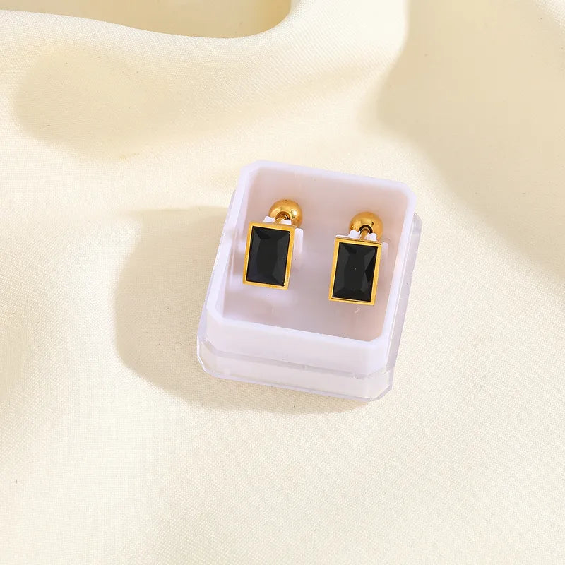 Boucles Oreilles - Diamant Couleurs - Acier Inoxydable 304 Plaqué Or 18K - Clous d'oreilles