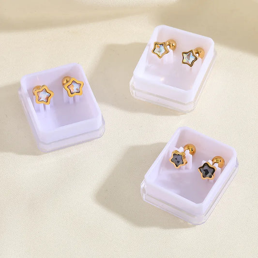 Boucles Oreilles - Diamant Couleurs - Acier Inoxydable 304 Plaqué Or 18K - Clous d'oreilles