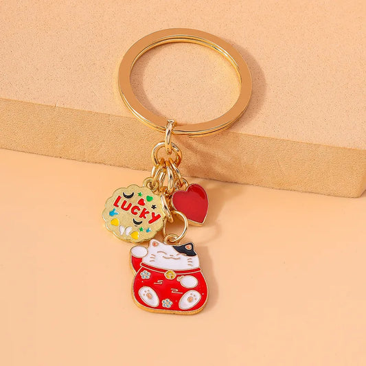 Porte Clés - Lucky Chat Chinois - Métal - Pendentif Sac Kawaii Mignon