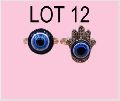 LOT de 2 Bagues Réglables pour Enfants - Oeil - Mauvais Oeil