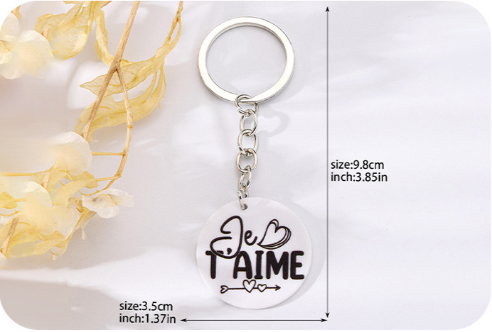 Porte Clés - Message Je T'aime - Pendentif Sac - Coeur Amour