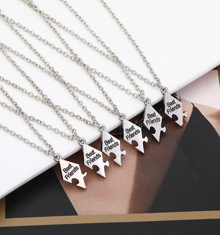 Lot de 4 5 6 7 ou 8 Colliers D'amitié - Puzzle en Forme D’Étoile - A Partager - BFF - Best Friends Forever - Argenté - Amitié
