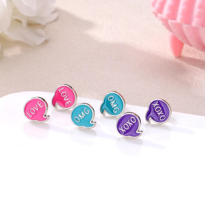 Ensemble de 3 Paires de Boucles Oreilles - OMG Love XoXo - Alliage de Zinc