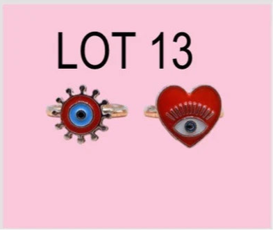 LOT de 2 Bagues Réglables pour Enfants - Oeil - Mauvais Oeil