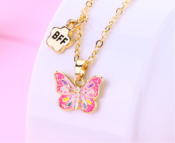 Lot de 2 Colliers D'amitié - BFF - Best Friends Forever - Fantaisie - Pendentif Papillon Doré - Amitié - Mignon