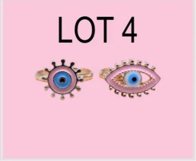 LOT de 2 Bagues Réglables pour Enfants - Oeil - Mauvais Oeil