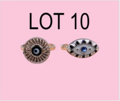 LOT de 2 Bagues Réglables pour Enfants - Oeil - Mauvais Oeil