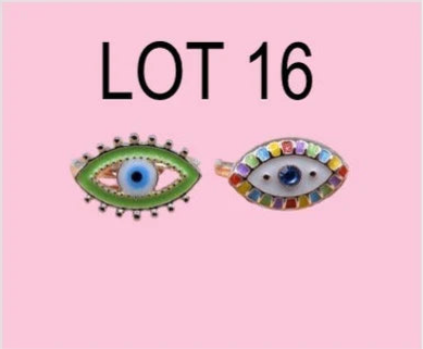 LOT de 2 Bagues Réglables pour Enfants - Oeil - Mauvais Oeil