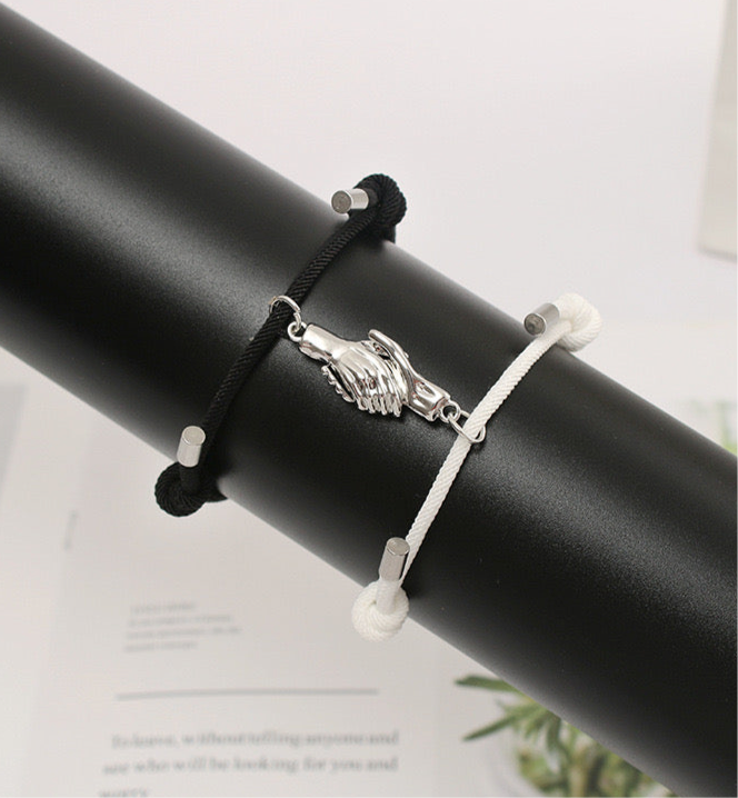 Lot de 2 Bracelets D'amitié Cordon Réglable - Mains Aimantés - BFF - Best Friends Forever - Amoureux - Couple Amitié