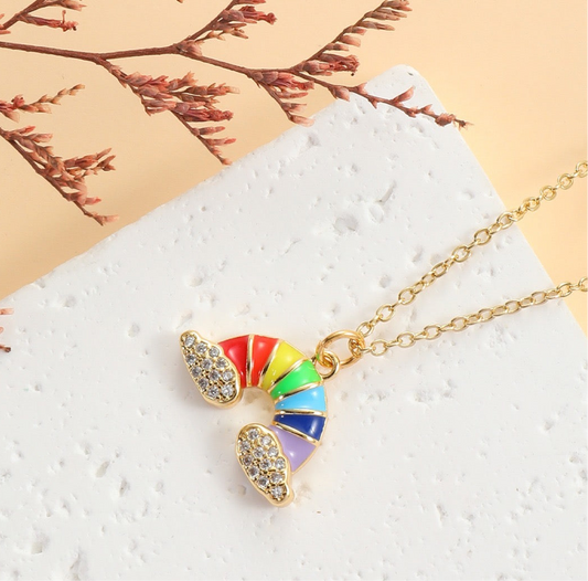 Collier Pendentif Arc en Ciel Multicouleurs - Nuages Zircon - Mignon - Alliage Cuivre