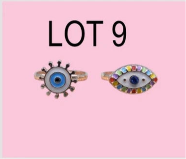 LOT de 2 Bagues Réglables pour Enfants - Oeil - Mauvais Oeil