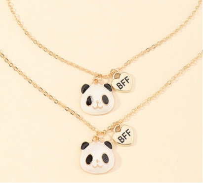 Lot de 2 Colliers D'amitié - Panda - BFF - Best Friends Forever - Fantaisie - Pendentif Panda Doré