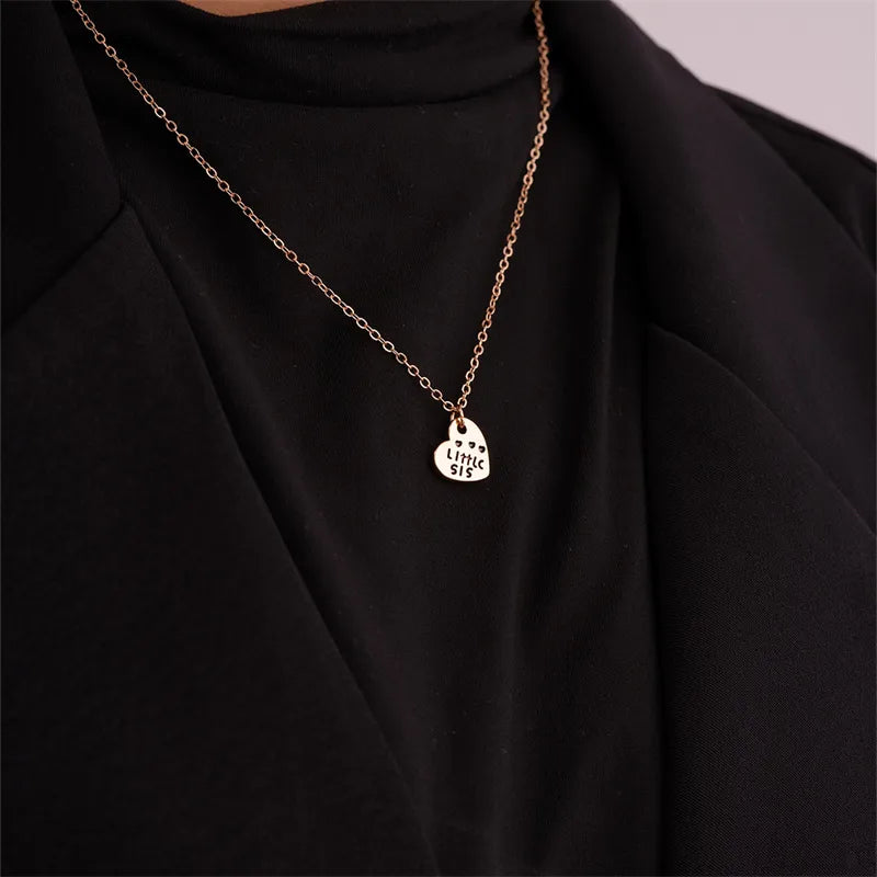 Lot de 3 Colliers - Soeurs - Ainée Cadette Benjamine - Famille Enfant Soeur Filles - Fantaisie - Pendentif Coeur Puzzle - Acier Inoxydable Plaqué Or