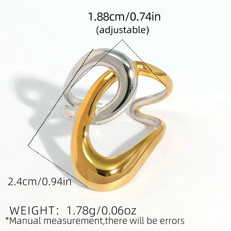 Bague Réglable Adulte - Ajustable - Acier Inoxydable 304 Plaqué Or 18K