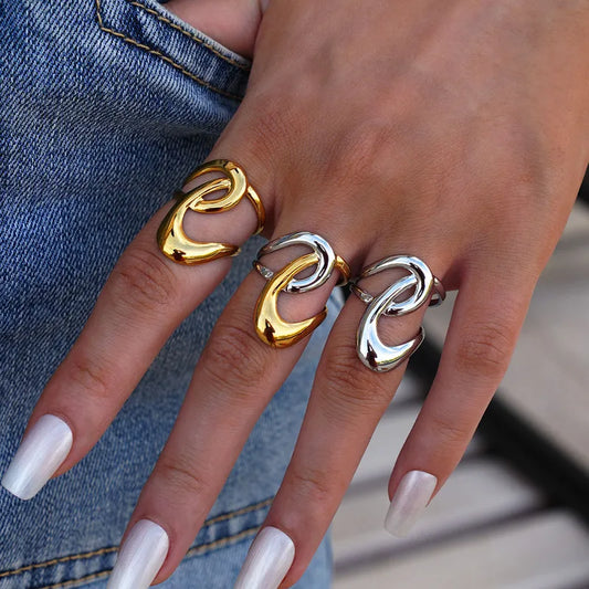 Bague Réglable Adulte - Ajustable - Acier Inoxydable 304 Plaqué Or 18K