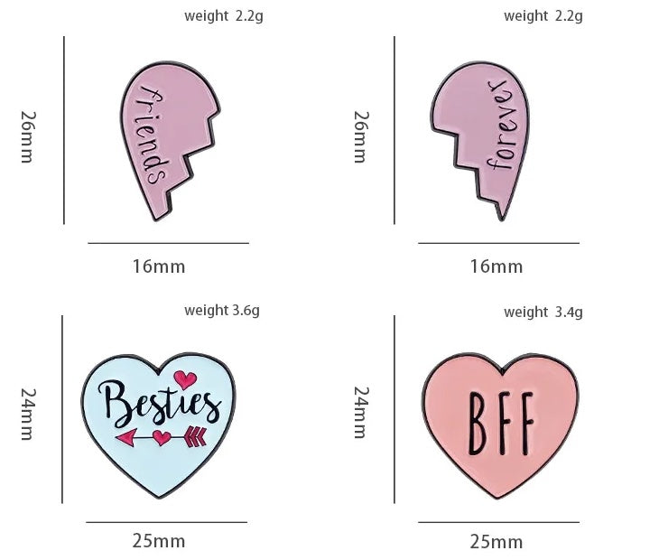 Pin's Broche BFF - Best Friends Forever - Besties - Fantaisie - Alliage Email