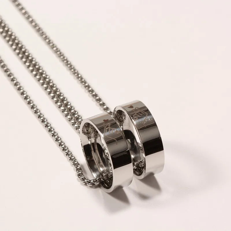 Lot de 2 Colliers D'amitié Couple - Anneaux Mains Coeur - BFF - Best Friends - Pendentif Chaine Acier Inoxydable - Amoureux