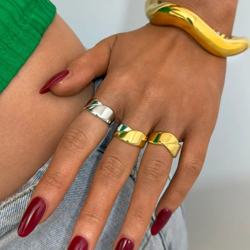 Bague Réglable Adulte - Ajustable - Acier Inoxydable 304 Plaqué Or 18K