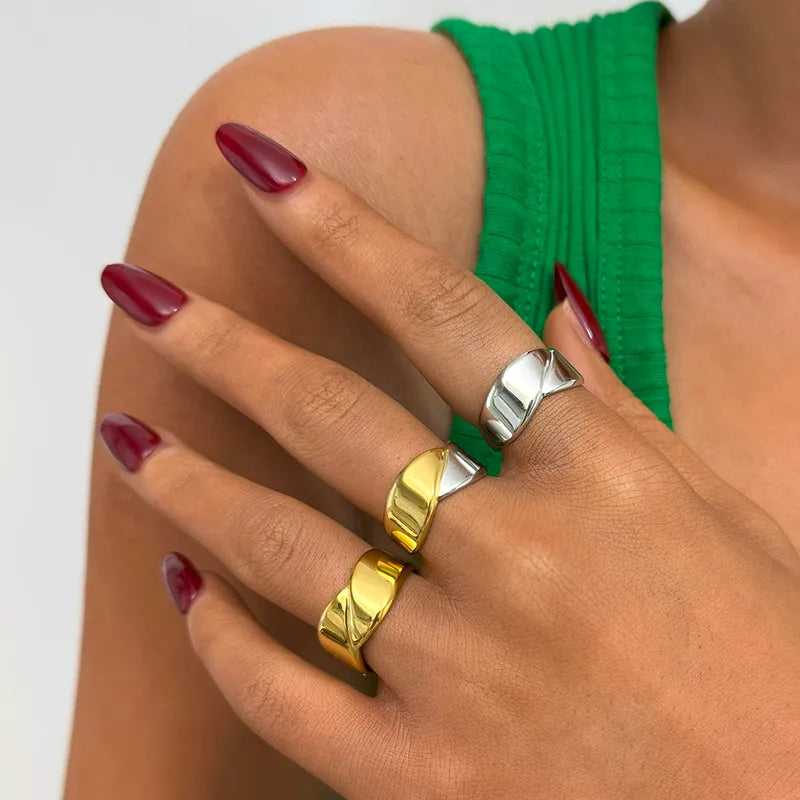 Bague Réglable Adulte - Ajustable - Acier Inoxydable 304 Plaqué Or 18K