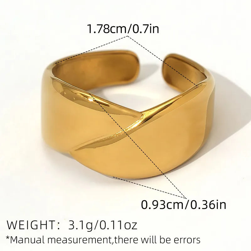Bague Réglable Adulte - Ajustable - Acier Inoxydable 304 Plaqué Or 18K