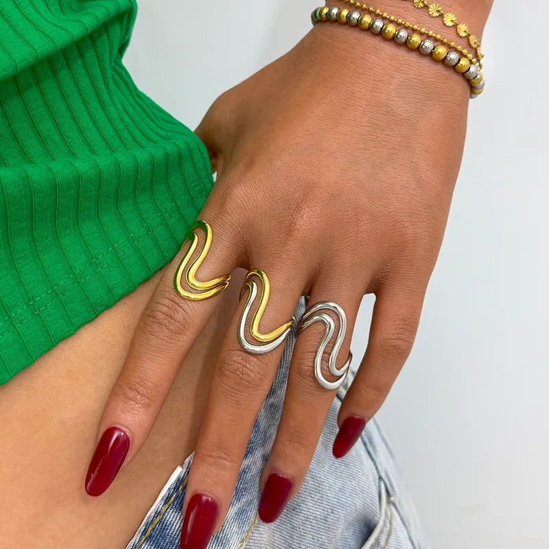 Set of 2 Heartbeat Heartbeat Friendship Rings - BFF Best Friends Couple Lovers - Adjustable Rings - Electrocardiogram