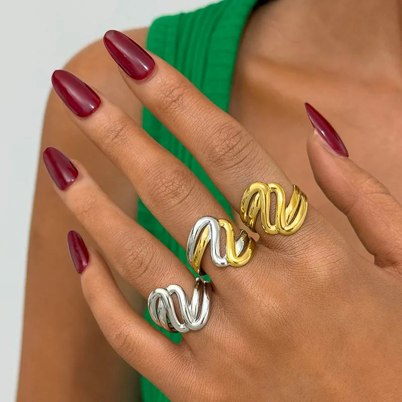 Set of 2 Heartbeat Heartbeat Friendship Rings - BFF Best Friends Couple Lovers - Adjustable Rings - Electrocardiogram