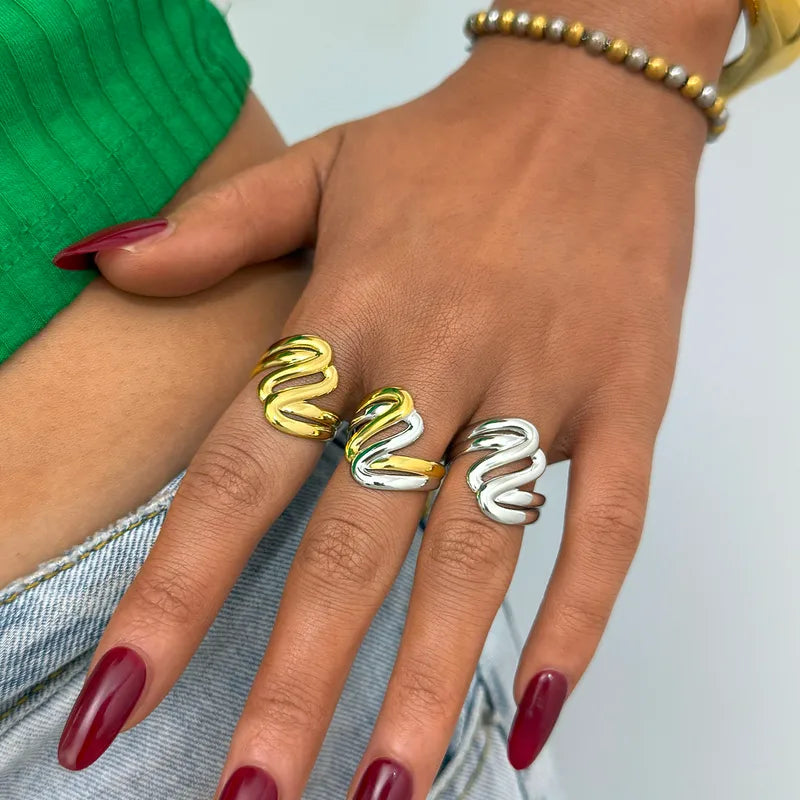 Set of 2 Heartbeat Heartbeat Friendship Rings - BFF Best Friends Couple Lovers - Adjustable Rings - Electrocardiogram