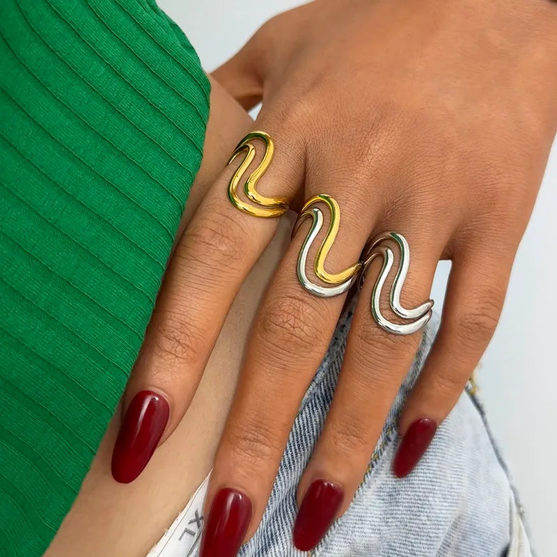 Set of 2 Heartbeat Heartbeat Friendship Rings - BFF Best Friends Couple Lovers - Adjustable Rings - Electrocardiogram