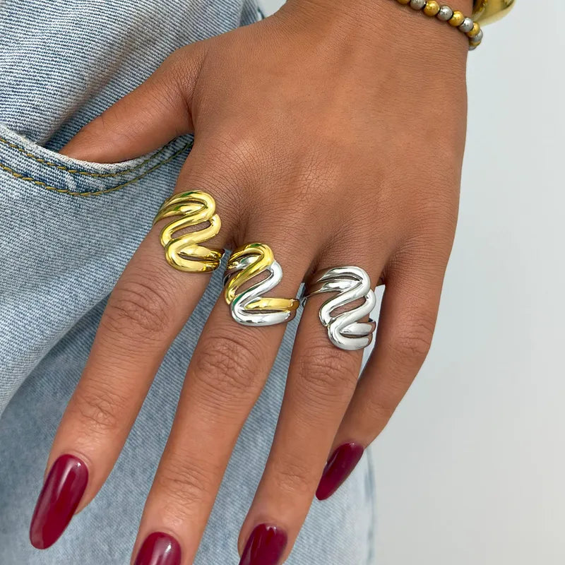 Set of 2 Heartbeat Heartbeat Friendship Rings - BFF Best Friends Couple Lovers - Adjustable Rings - Electrocardiogram