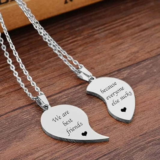 Lot de 2 Colliers - Coeur - Best Friends Every One Sucks - BFF - Best Friends Forever - Amoureux Couple Amitié - Acier Inoxydable
