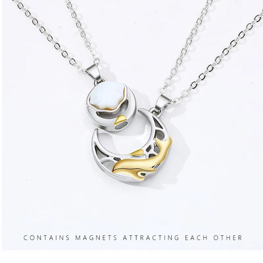 Lot de 2 Colliers BFF - Coquillage Baleine - Best Friends Forever - Pendentif Aimanté - Colliers à partager