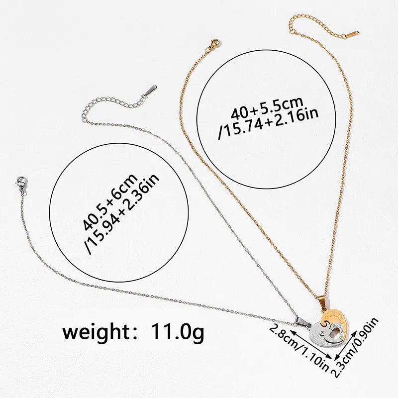 Lot de 2 Colliers - Coeur qui s’assemblent - BFF - Best Friends Forever - Amoureux Couple Amitié - Acier Inoxydable