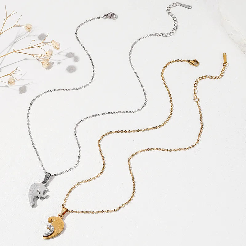 Lot de 2 Colliers - Coeur qui s’assemblent - BFF - Best Friends Forever - Amoureux Couple Amitié - Acier Inoxydable