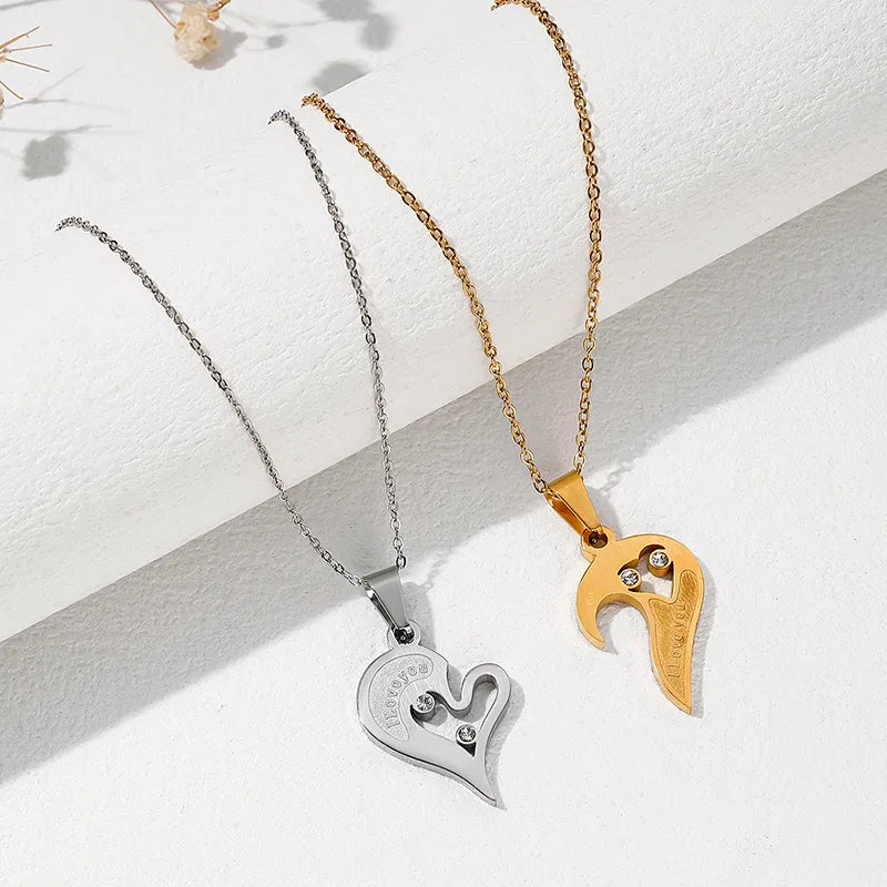 Lot de 2 Colliers - Coeur qui s’assemblent - I Love You - BFF - Best Friends Forever - Amoureux Couple Amitié - Acier Inoxydable