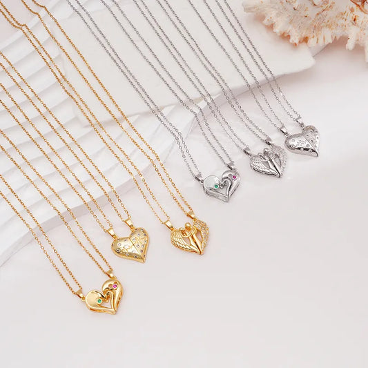 Lot de 2 Colliers D'amitié Avec Carte - Coeur - BFF - Pendentif Aimanté - Colliers à partager - Acier Inoxydable