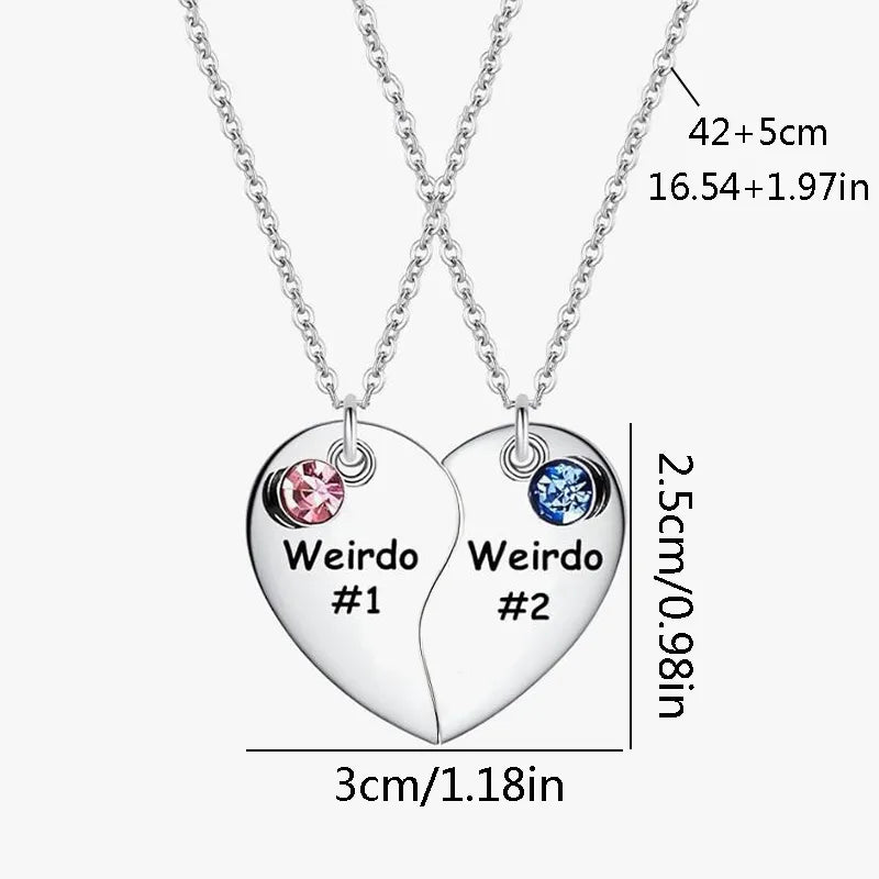 Set of 3 Heart Friendship Necklace Chains - BFF Best Friends Forever - Fancy - Silver Pendant and Chain