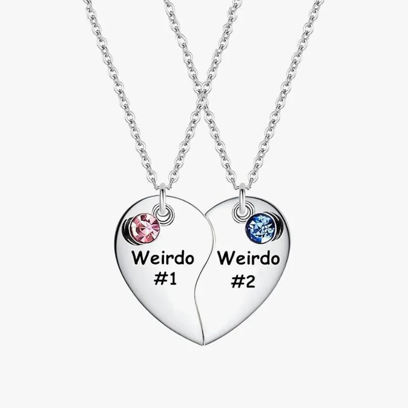 Set of 3 Heart Friendship Necklace Chains - BFF Best Friends Forever - Fancy - Silver Pendant and Chain