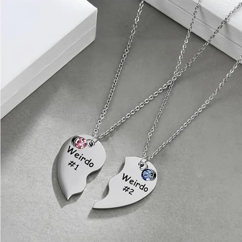Set of 3 Heart Friendship Necklace Chains - BFF Best Friends Forever - Fancy - Silver Pendant and Chain
